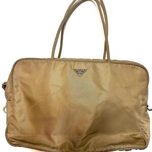 Prada Tessuto Nylon Tote in Khaki with Signature Triangle Logo
